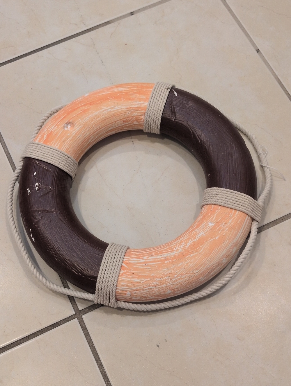 Decorative Orange and Brown Nautical Life Ring Buoy